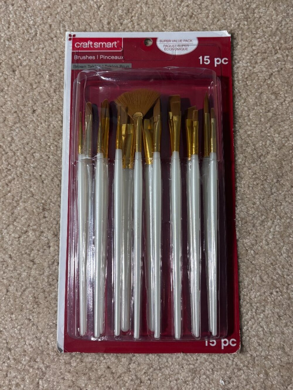 Brand New Brown Taklon Super Value Paintbrush Pack by Craft Smart